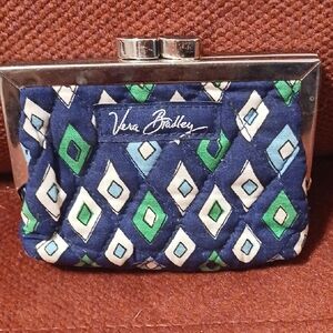 Vera Bradley Quilted Clutch in Blue and Green Diamonds